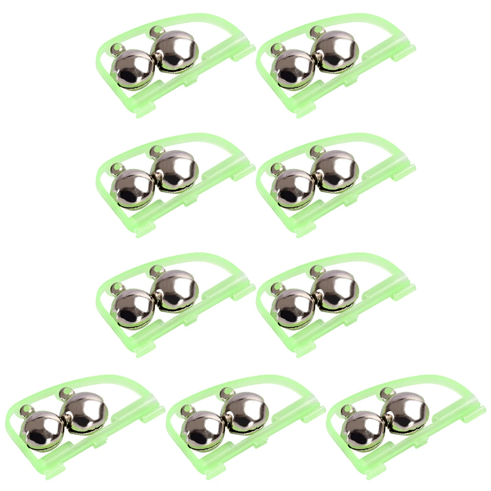 

10pcs Fishing Alarm Bell Stainless Steel ABS Outdoor Night Carp Fishing Rod Tip Clamp Clips Bell Glow in The Dark