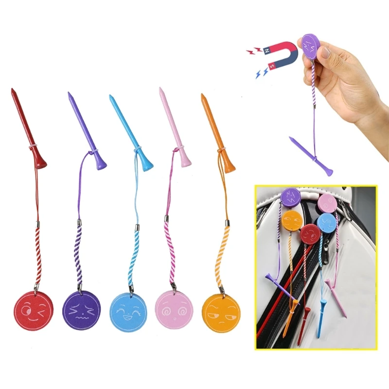

Y1UC Golf Ball Holder Tees Gifts with Multi-color Golf Wood Tees and Anti-loss Rope