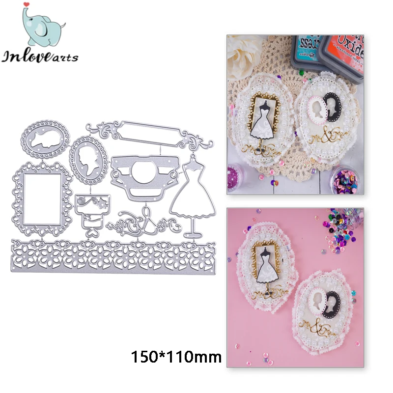 

InLoveArts Wedding Dress Metal Cutting Dies Cuts Stencil Mold Lace Photo Frame Cake Scrapbook Album Paper Card Craft Embossing