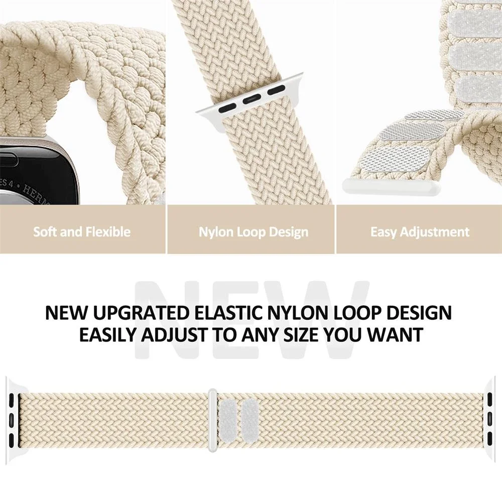 Braided solo loop Strap For Apple Watch band 44mm 40mm 45mm 41mm 49mm 42mm 38mm Bracelet correa iWatch series 4 3 SE 6 7 8 ultra
