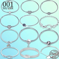 top sale femme high quality bracelet 925 silver heart snake chain women bracelet fit original charm beads jewelry gift