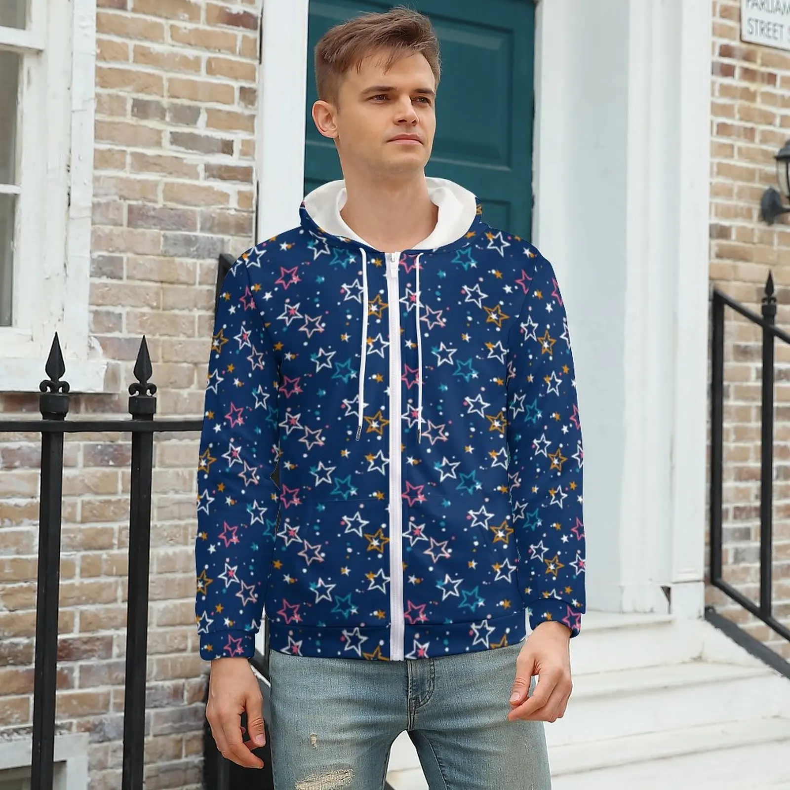 

Colorful Stars Loose Hoodies Couple Dots Print Street Fashion Hoodie Winter Long-Sleeve Funny Graphic Clothing Plus Size