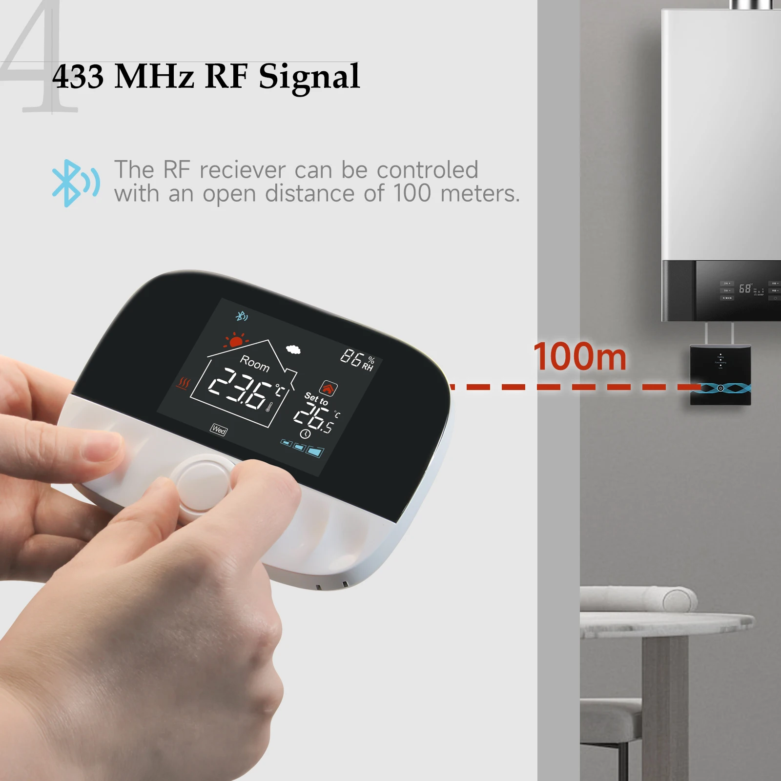 

Tuya WiFi Wireless Thermostat RF433 Programmable Smart Home Temperature Controller for Room Heating with Gas Boiler and Actuator