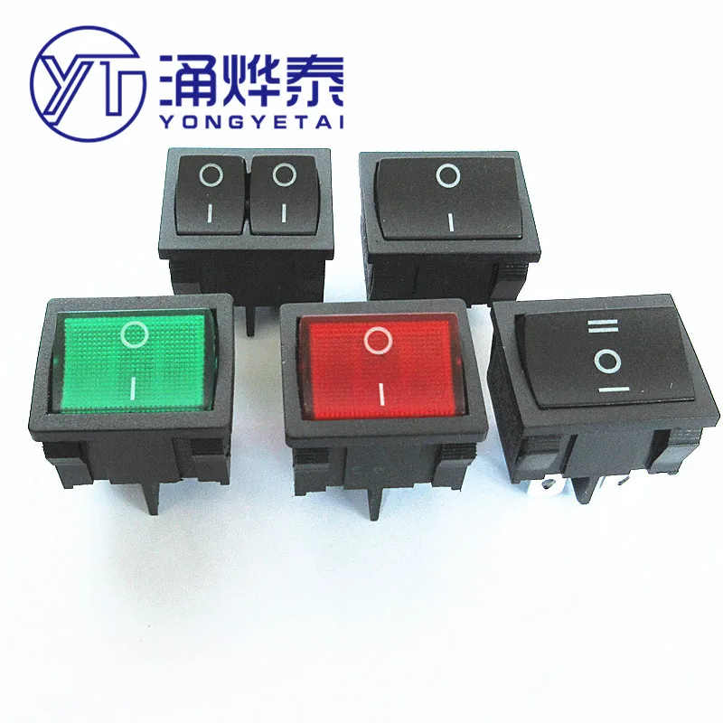 

YYT 2PCS KCD5 Rocker Switch Black 4Pin/6Pin 2Gear 3Gear Red and Green Dual Power Rocker Switch with Light 6A250V