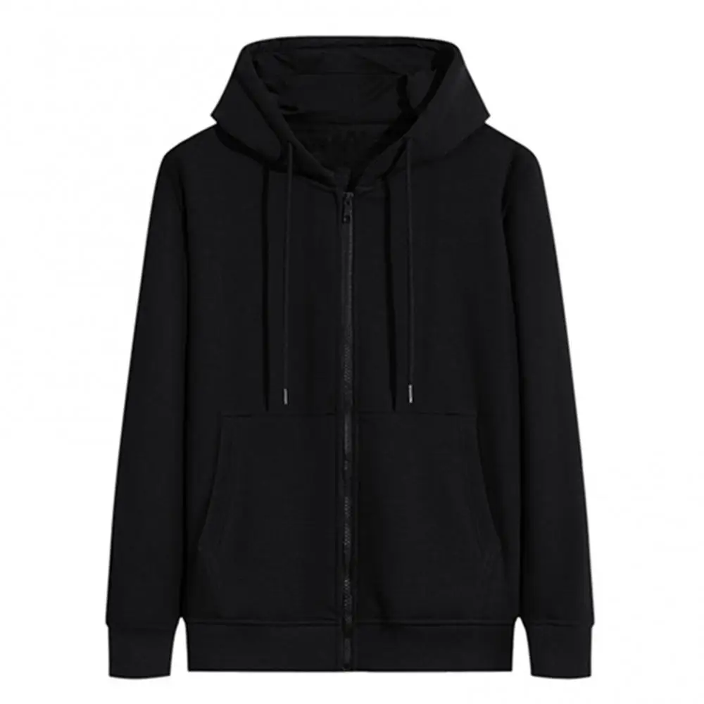 

Sweatshirt Pockets Autumn Winter Men Hoodie Long Sleeve Warm Plush Liner Coat