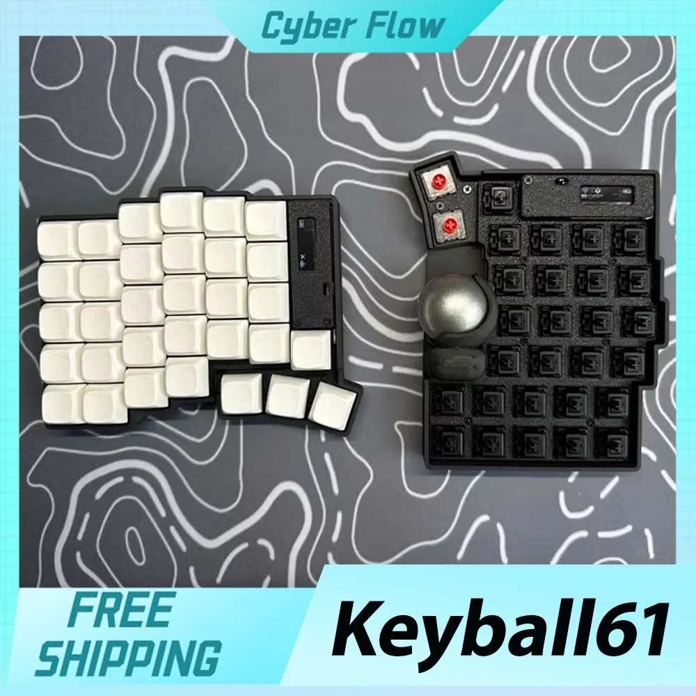 Фото Комплект разделенной клавиатуры Keyball 39/44/661 с трекболом, OLED-экраном, беспроводная разделенная механическая клавиатура, комплект настройки, поддержка ZMK, подарок №1