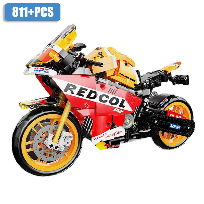 

Technical 811pcs Motorcycle Racing Car Model Mini Size Building Blocks DIY Motorbike Supercar Bricks Toys For Children Gifts