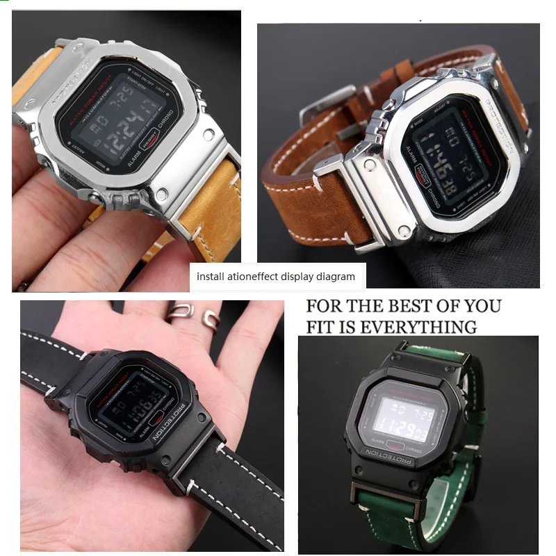 DW-5600 Vintage Leather Watchband For G-SHOCK Casio DW5600 GW-B5600 GW-M5610  GA 110 120 GA2100  Bracelet Watch Strap