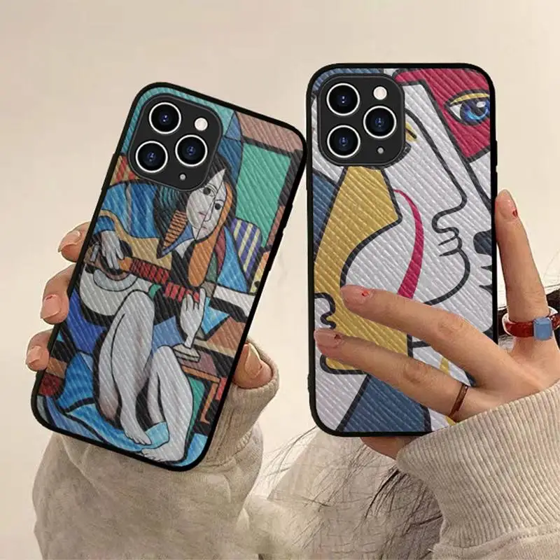 

Picasso Abstract Art Painting Phone Case Hard Leather Case for iPhone 11 12 13 Mini Pro Max 8 7 Plus SE 2020 X XR XS Coque