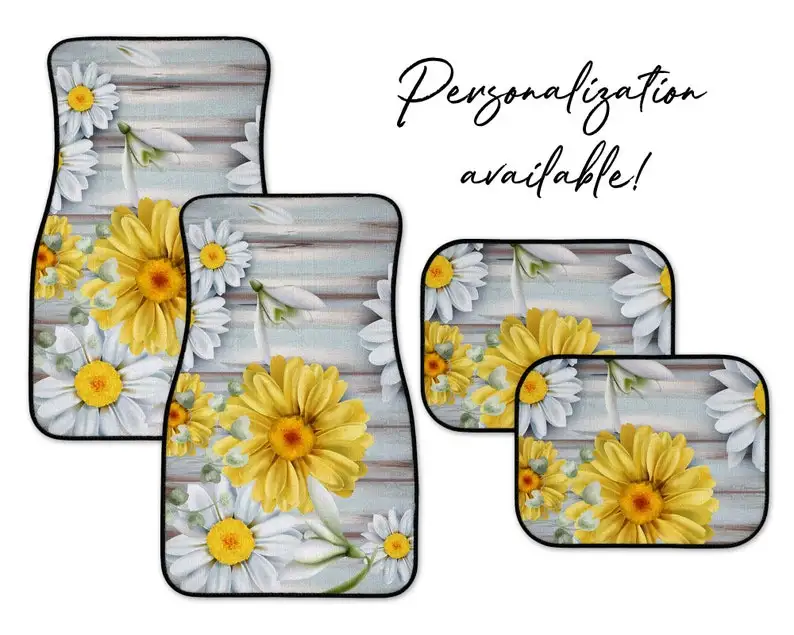 

Daisy Car Mats, Personalization Available