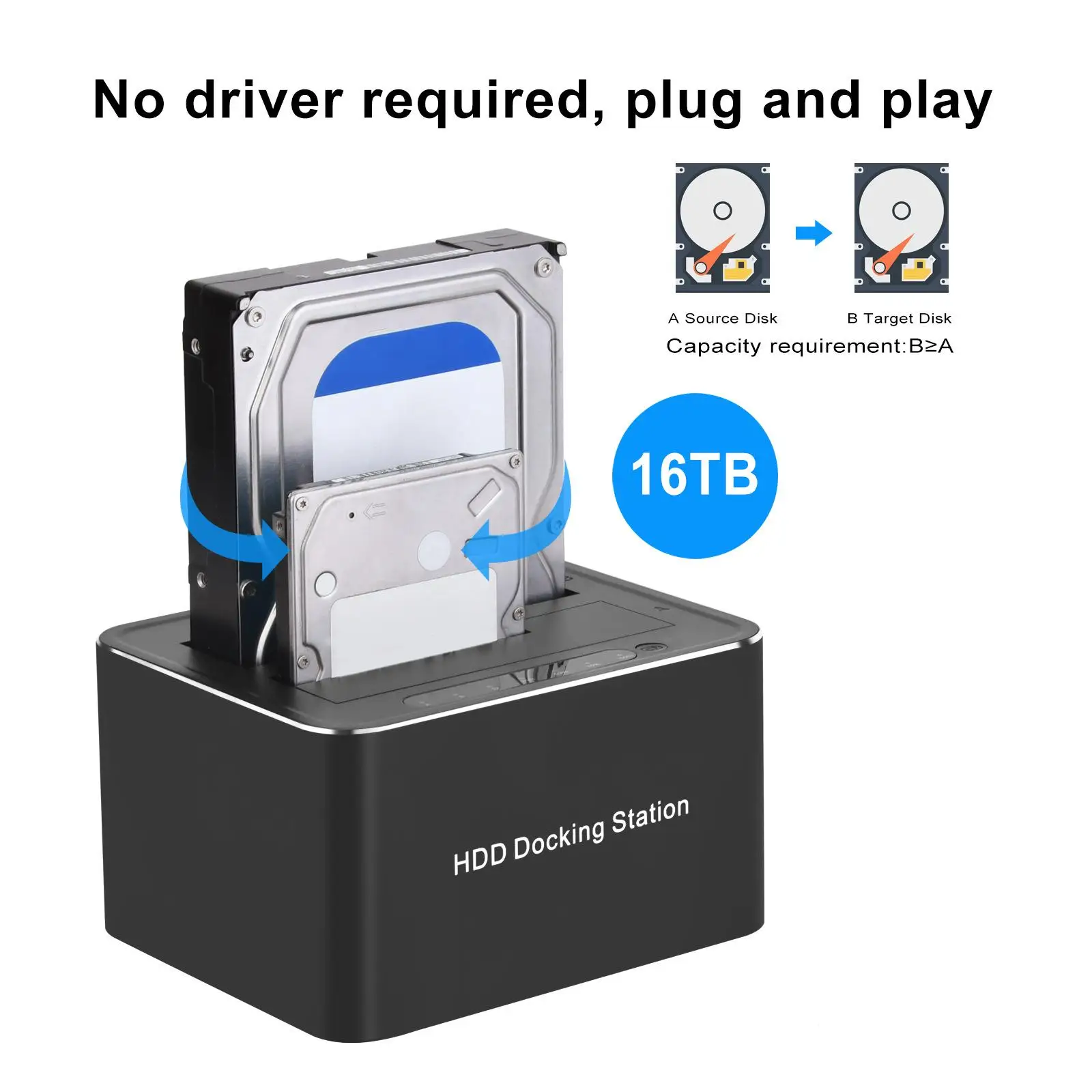 

5Gbps Hard Drive Enclosure USB 3.0 to SATA External Hard Drive Docking Station for 2.5 inch or 3.5 inch HDD/SSD Docking Station