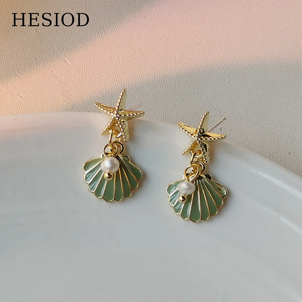 

New Summer Beach Accessories Real Irregular Pearl Alloy Starfish Resin Shell Dangle Earrings For Women 925 Needle Female Jewelry