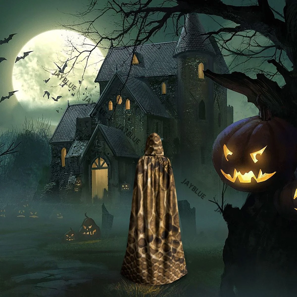 Накидка унисекс с капюшоном из змеиной кожи