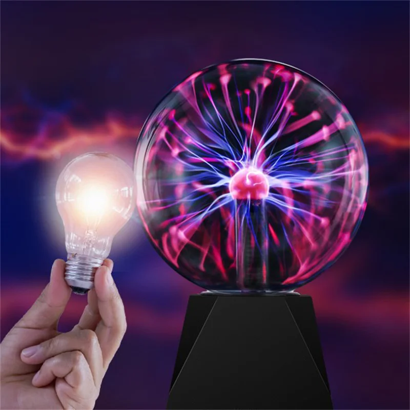 

Plasma Ball Night Light 4/6/8inch Touch And Sound Activated Lightning Science Night Lamp For Bedroom Parties Christmas Gifts