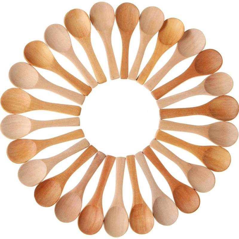 

Small Wooden Spoons Mini Tasting Spoons Condiments Salt Spoons For Kitchen Cooking Seasoning Oil Coffee Tea Sugar 180Pcs