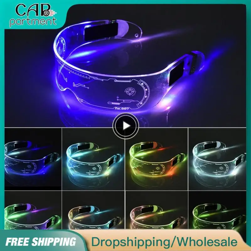 

1~10PCS Motocross Colorful EL Luminous Glasses Led Light Up Visor Eyeglasses For Bar KTV Christmas Birthday Party Decorations