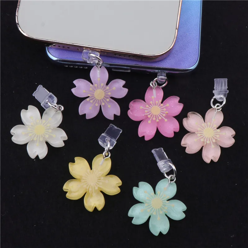 

Kawai Phone Dust Plug Charm Resin Sakura Charge Port Plug For iPhone Anti Dust Cap Cute Type C Dust Protection Stopper Pendant