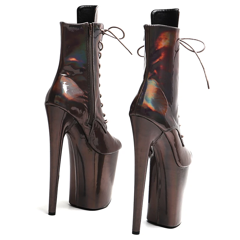 Leecabe 23 см/9 дюймов Голография блестящие сексуальные ботинки из искусственной кожи