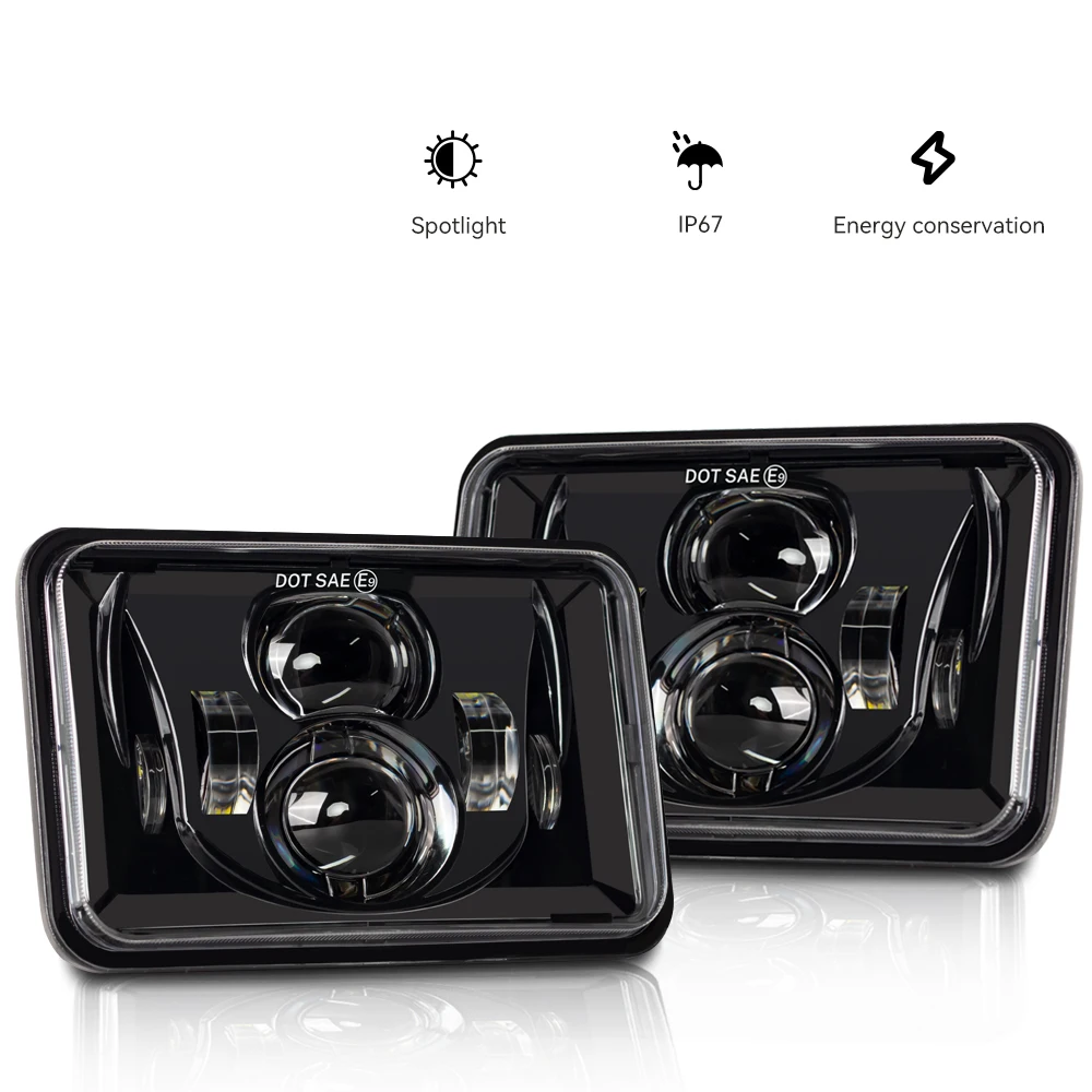 

1/2pcs 4x6 Inch Squre Led Headlight IP67 Waterproof Driving Light for Car/Off Road Motorcycle Led Headlight