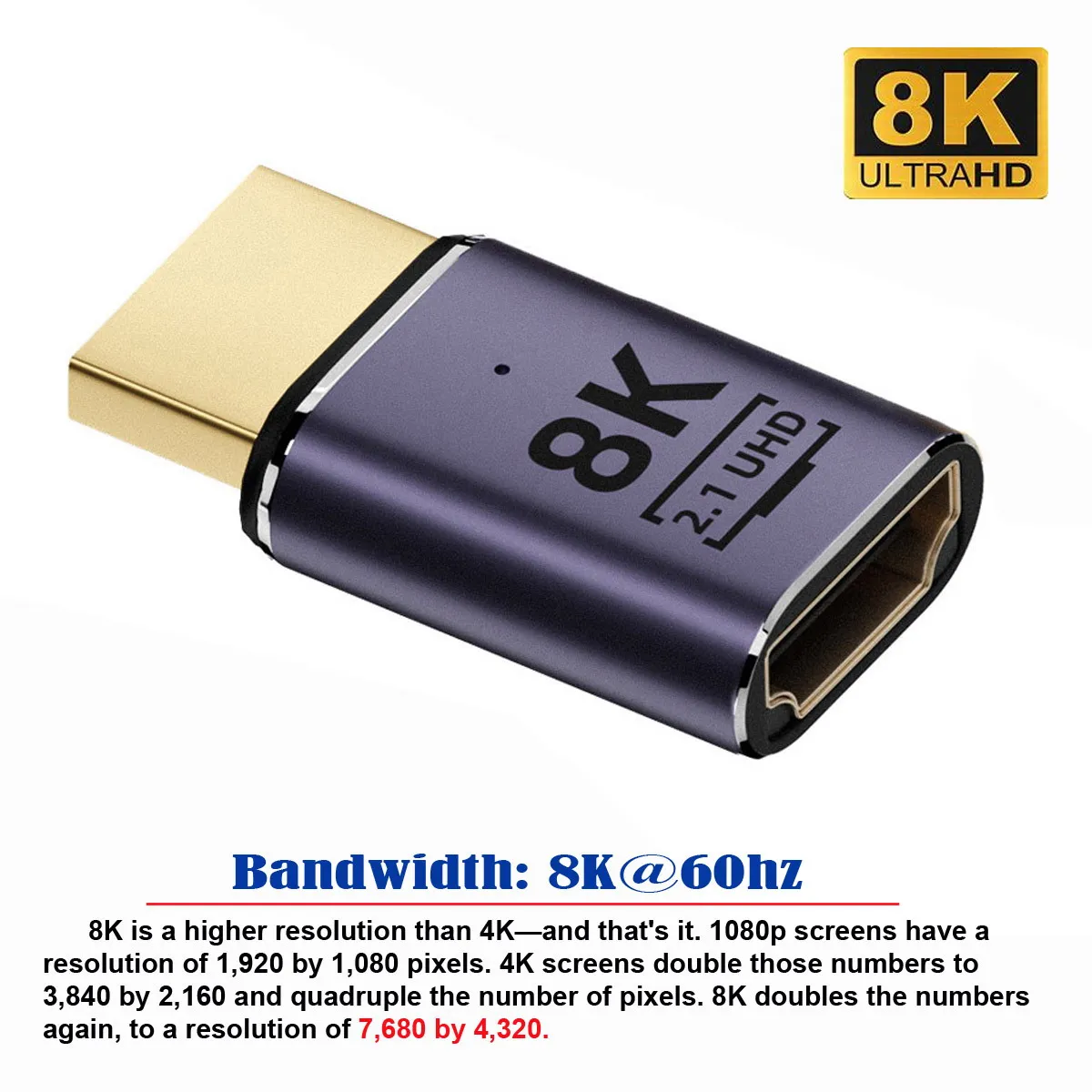 

HDMI штекер на HDMI 2,1 гнездо UHD удлинитель адаптер Поддержка 8K 60 Гц HDTV