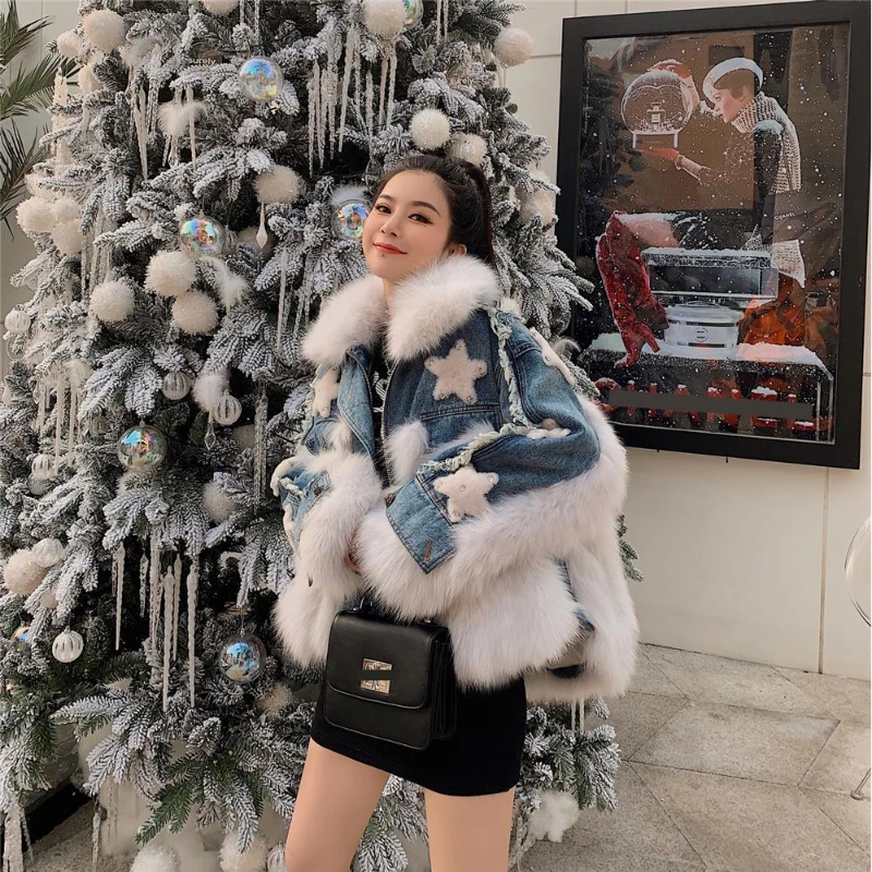 

Woman Patchwork Fake Fur Coats Autumn Top Female Fashion Pink Faux Fur Coats Ladies Elegant Thick Warm Faux Fur Jackets G221