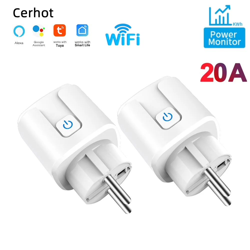 Cerhot Tuya Wi-fi Smart Plug 20a Розетка Европейского Стандарта С Монитором Мощности