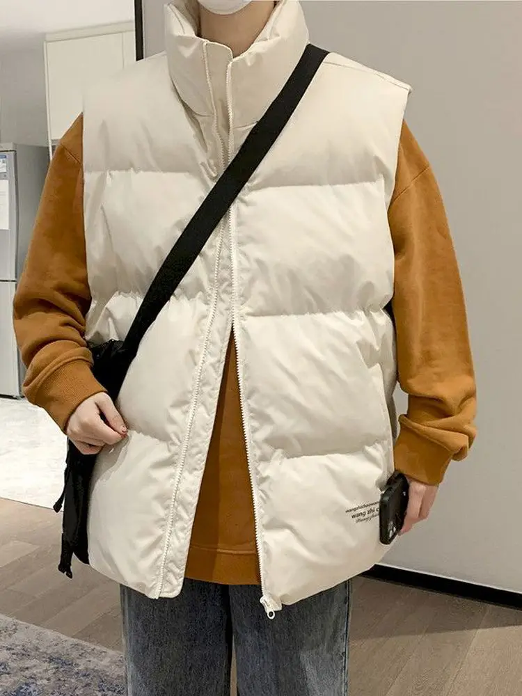 

Foufurieux 2022 Autumn Winter Sleeveless Jacket Down Black Vest Men's Warm Thick Hooded Coats Padded Waistcoat Men Clothing Vest