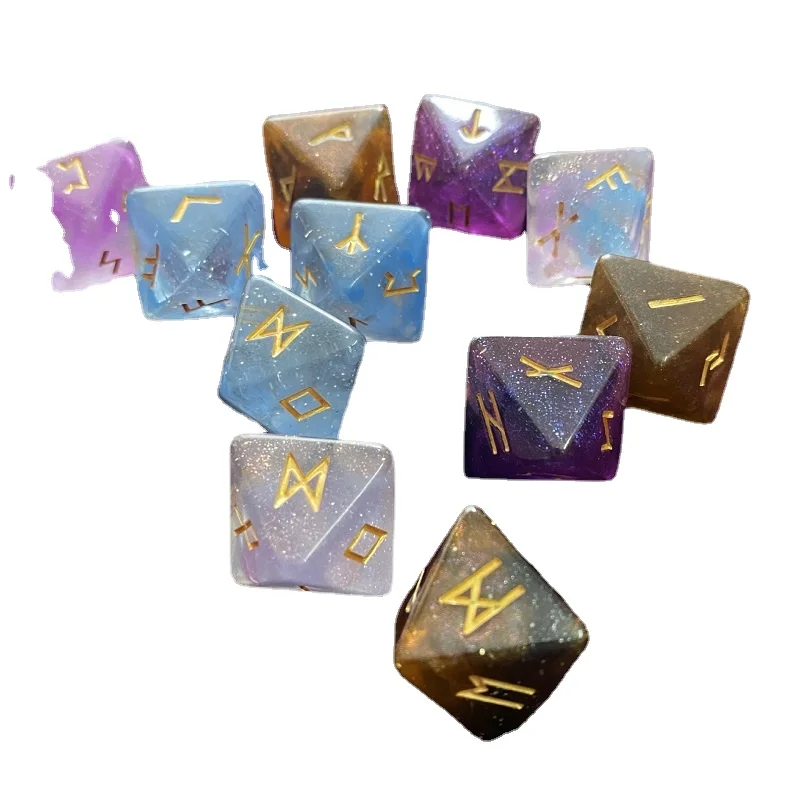 

3 Pcs/set 8-Sided Rune Dice set Resin Assorted Polyhedral Dices Set Divination Altar Runes Supplies For Witch Witchcraft Dices