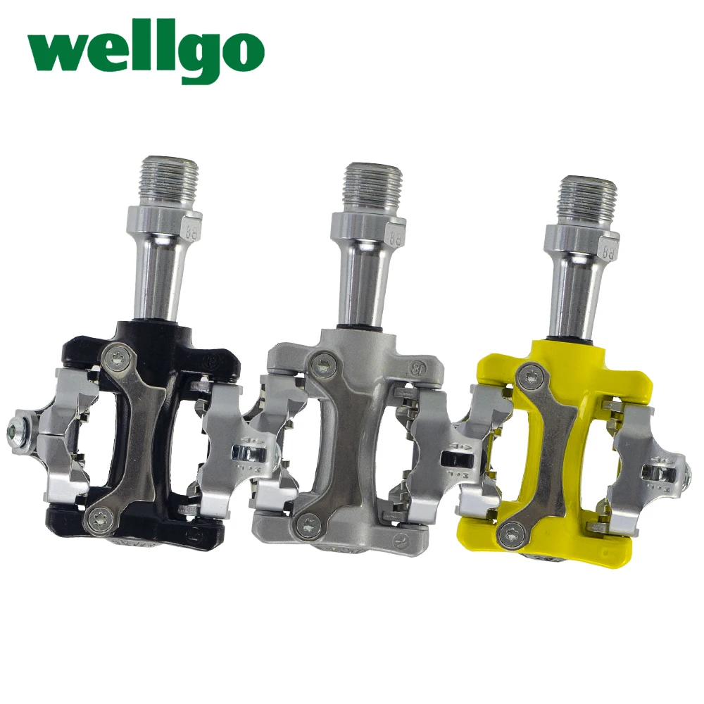 Wellgo W-01 Aluminum Alloy Cr-Mo Spindle 9/16" Sealed Bearing MTB Road Bike Clipless Pedals Pedal for SHIMANO SPD Bicycle Parts