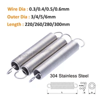 1 10pcs wire dia 0 30 40 50 6mm 304 stainless steel open hook tension coil extension return spring od 36mm length 220300mm