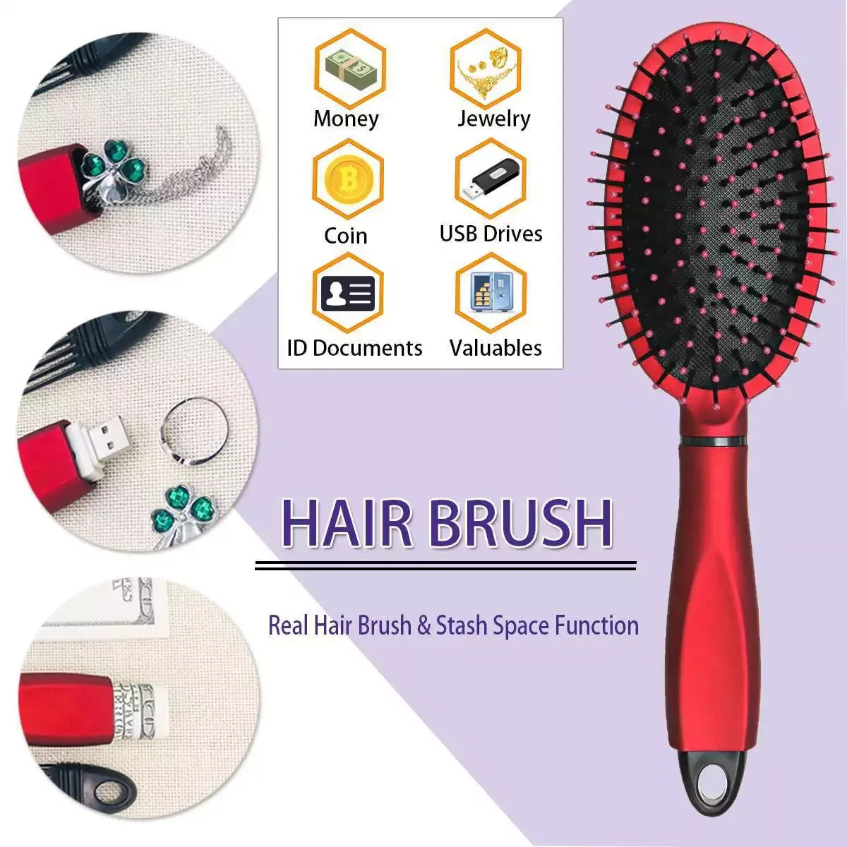 

NEW Hair Brush Comb Diversion Stash Safe Box Charmonic Stash Can Functions as an Authentic Brush Perfect for Travel or At Home