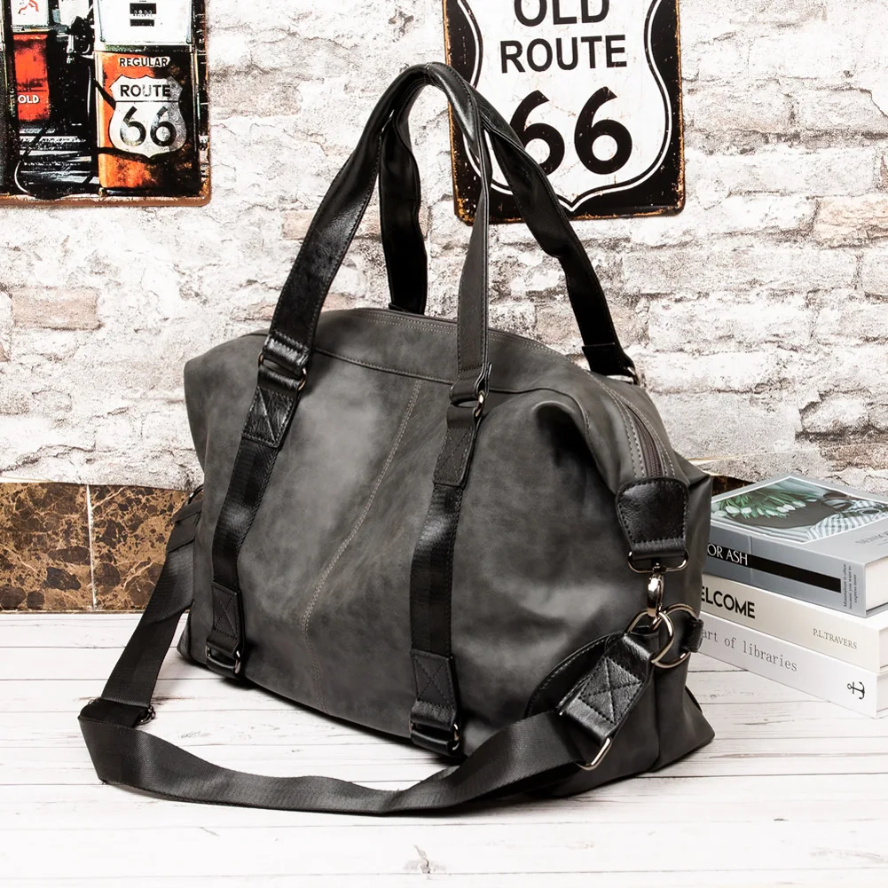 New Soft PU Leather Men Handbag Korean Style Fashion Casual Crossbody Travel Bag Large Capacity Weekend Luggage Bag Dropshipping