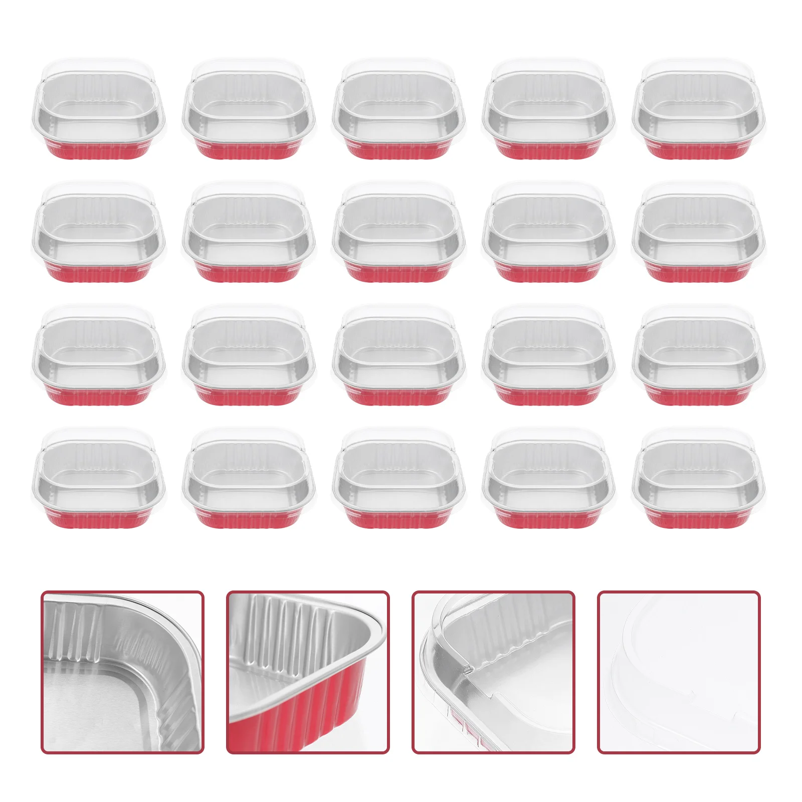 

Foil Baking Cups Aluminum Pans Cupcake With Lids Cup Pudding Containers Dessert Mold Cake Disposable Tin Liners Food Square Lid