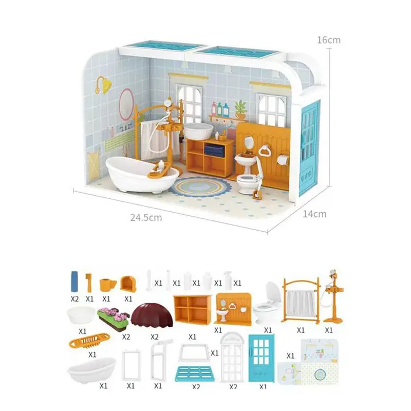 

Fashion Kawaii 29 Items/ Lot Miniature Dollhouse Mini House Bathroom Kids Toys Free Shipping Things For Barbie DIY Game Present
