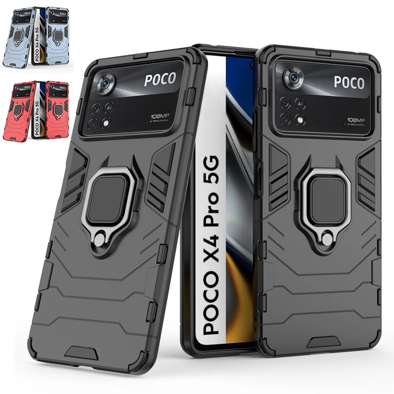 For Xiaomi Poco X4 Pro 5G Case Cover Poco X4 Pro 5G Capas Back Shockproof Holder Magnetic Cover For Poco X3 M3 M4 X4 Pro Fundas