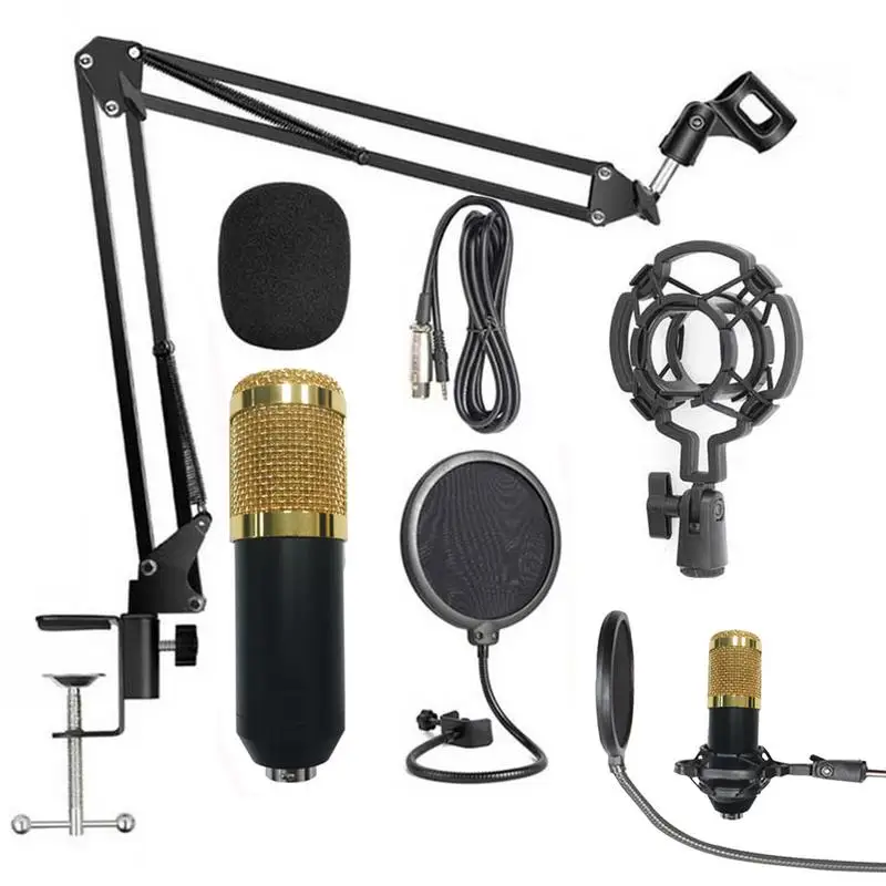 Condenser Microphone Bundle BM-800 Mic Kit With Adjustable Boom Arm Studio Mic Bundle For Broadcasting Recording Chatting Gaming