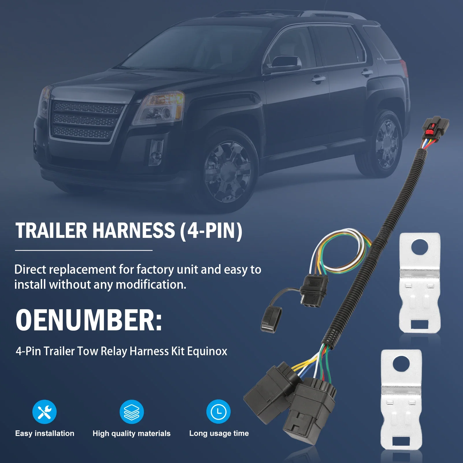 

4-контактный комплект жгутов проводов буксировочной сцепки прицепа для Chevrolet Equinox 2018-2024 годов для GMC Terrain