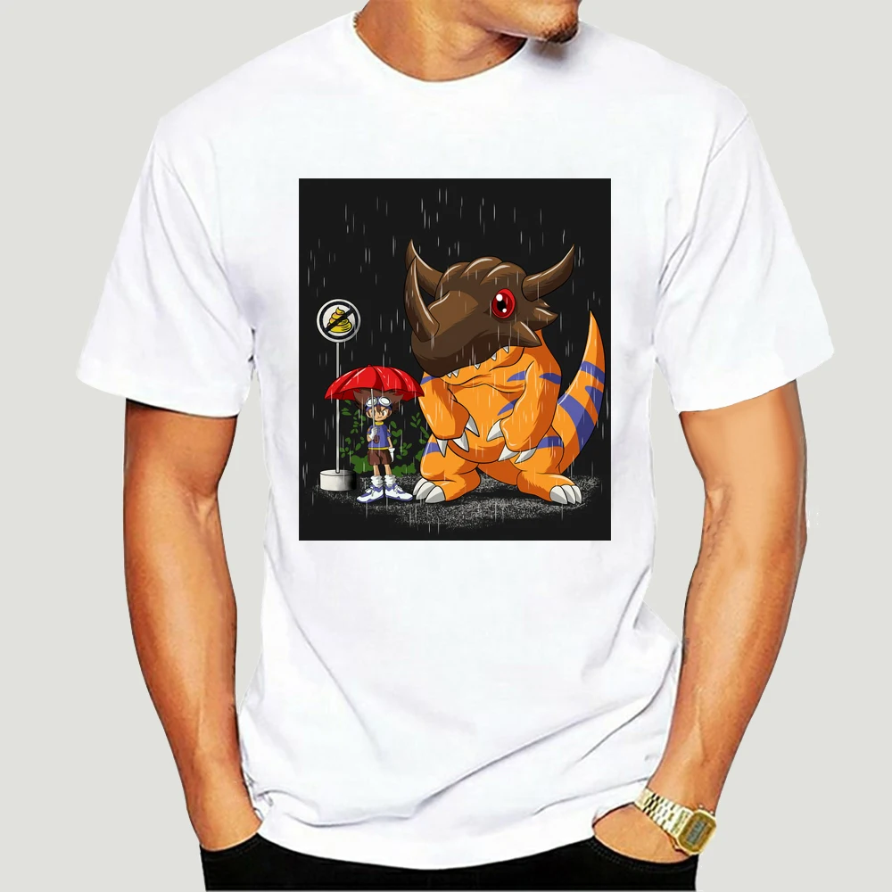

Japan Aesthetic My Neighbor Totoro X Digimon Funny Cute Mashup Black T-Shirt Custom Special Print Tee Shirt 3307X
