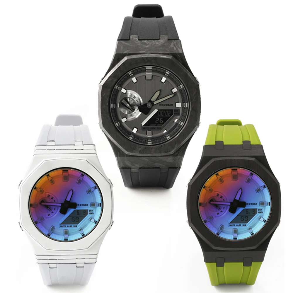 Carbon Fiber Case CasiOak Mod Kit GEN4 for GA2100/2110 Fluororubber Strap for Casio B2100 GM2110 Modification 3rd Diy Accessorie