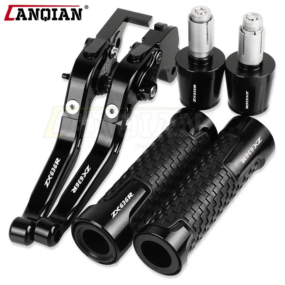 

ZX 636R Motorcycle Aluminum Adjustable Brake Clutch Levers Handlebar Hand Grips End For KAWASAKI ZX636R 2000 2001 2002 2003 2004