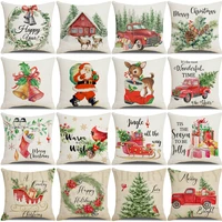 christmas decor pillow cover 18x18 inches pillow case xmas gifts home decoration linen cushion cover birds pine tree pillowcases