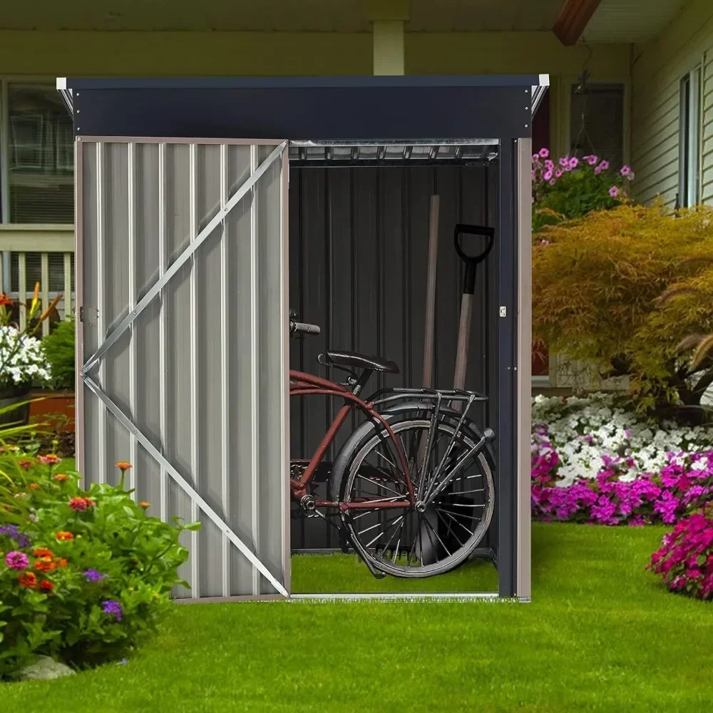 Фото l Abri De Rangement Extérieur En Métal, Abri De Jardin En Acier Avec Porte Simple Verrouillable L №1