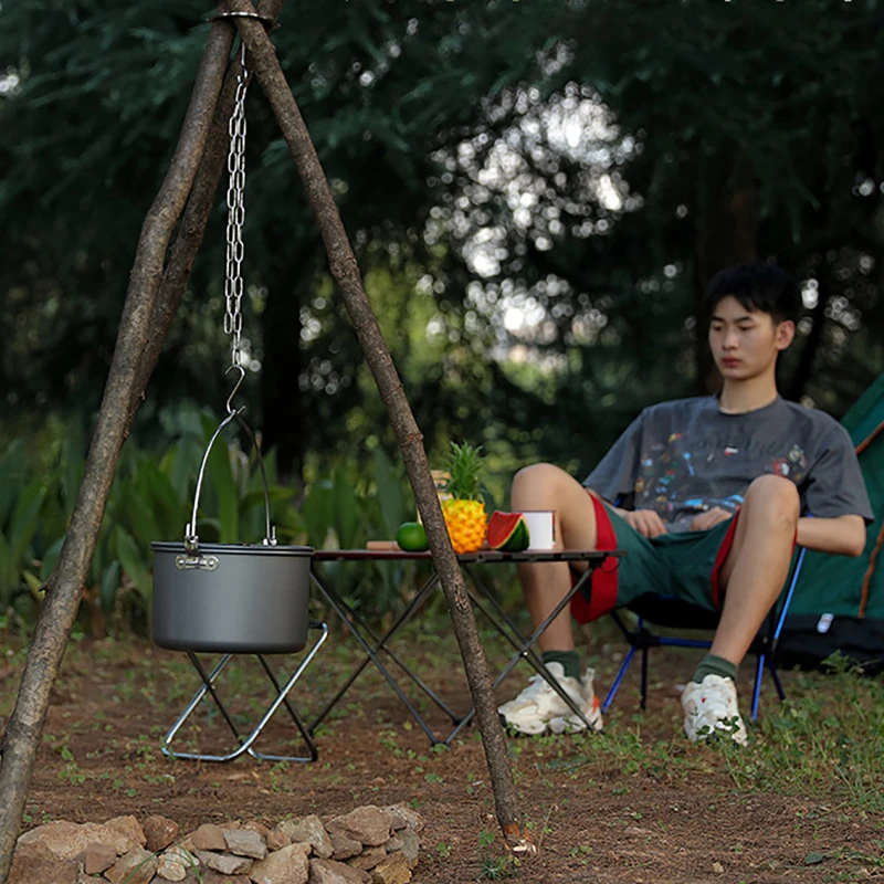 

Stainless Steel Outdoor Multifunctional Convenient Tool Ring Portable Camping Tripod Hanging Pot Bracket Barbecue Rack Hanger