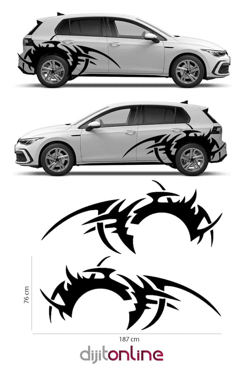 

2PCS40 Cm - 80cm - 2 Pieces Side Fender Sticker - Car Sticker - Car Decal - Tribal Sticker