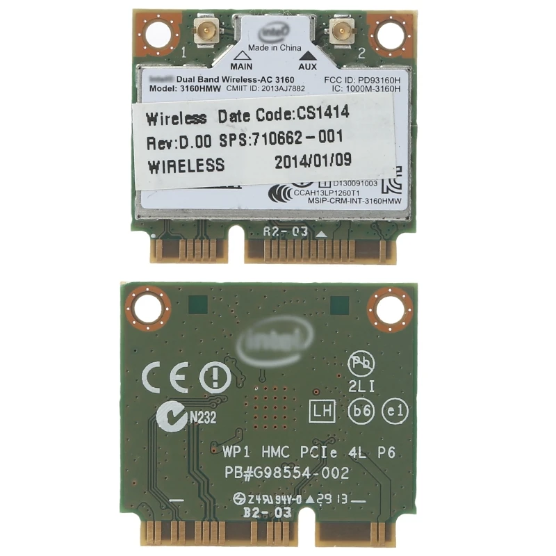 A9LC для intel Dual Band Wireless-AC 3160 3160HMW Half Mini PCI-E Wifi bluetooth 4 0 Wlan-карты HP SPS 784638-005 |