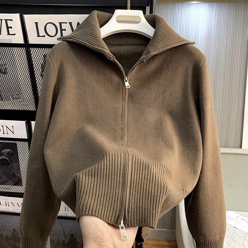 Модный вестерн Sle с двойной молнией внутренняя одежда вязаный базовый свитер