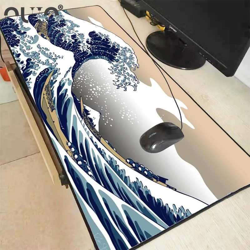 

OUIO Great Wave Off Art Large Size Mouse Pad Natural Rubber PC Computer Gaming Mousepad Desk Mat Locking Edge for CS GO LOL XXL