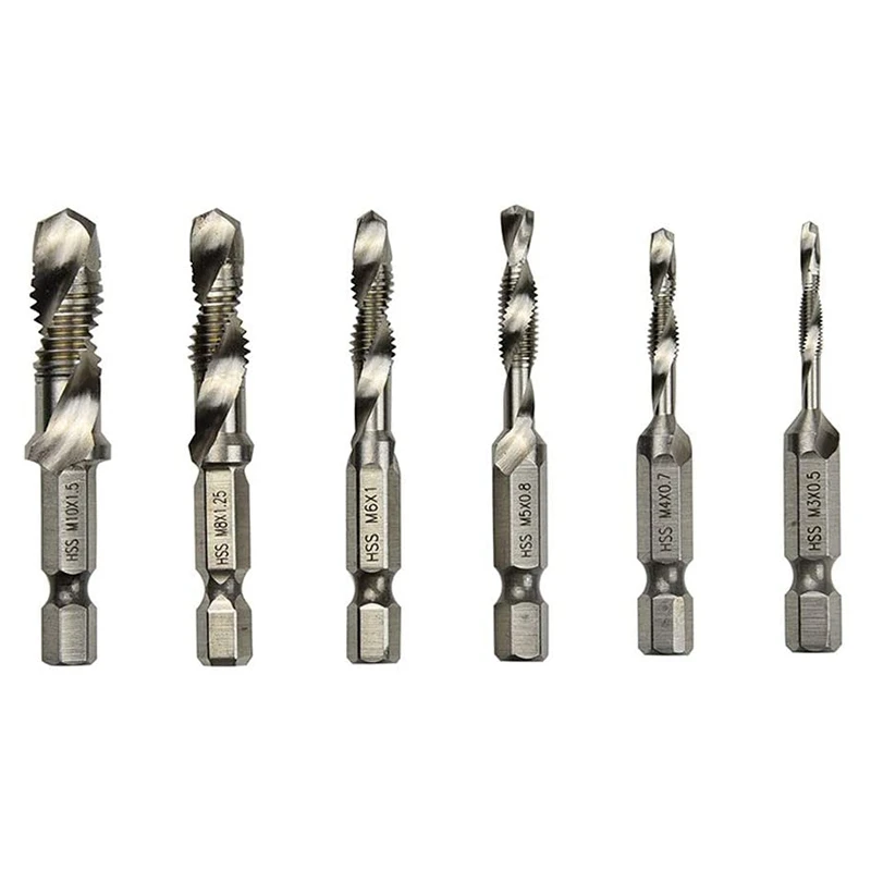 

Набор сверл для крана, высокоскоростная Шестигранная сталь HSS, спиральный хвостовик, резьба M3, M4, M5, M6, M8, M10, 1/4 дюйма