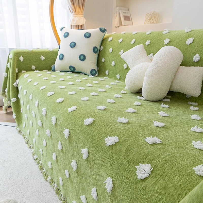 

Universal Sofa Cover Chenille Fabric Solid Color Living Room Sofa Cushion Blanket Simple Non-Slip Sofa Cushion Armrest Backrest