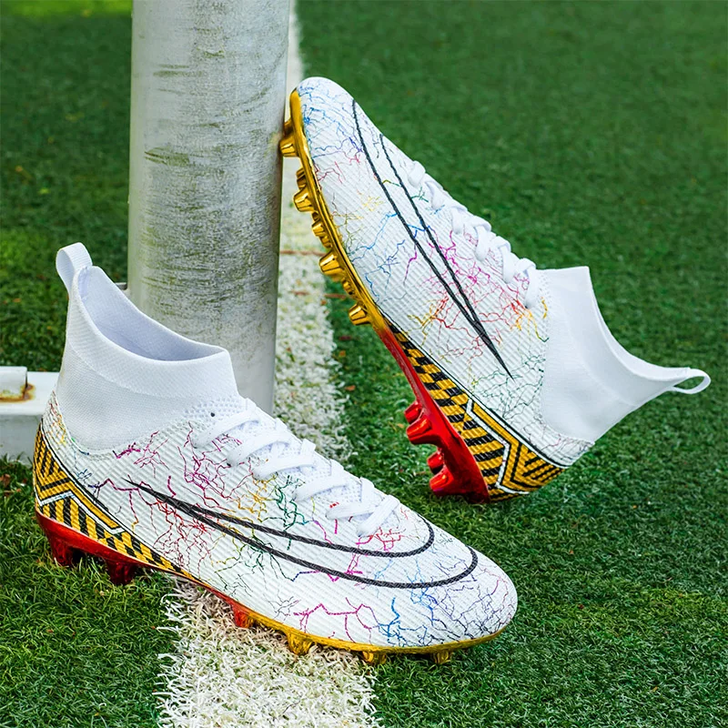 Men Soccer Shoes TF/FG High Ankle Football Boots Teenagers Adult Kids Cleats Grass Training Match Sport Sneakers Women New 35-46